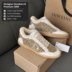 Zapatillas de Lujo con Lentejuelas para Hombre y Mujer, Forro de Sherpa de Alta Calidad, Cálidas para Invierno, con Peluche, Estilo Desgastado, Tenis Nuevos - Product Image 1
