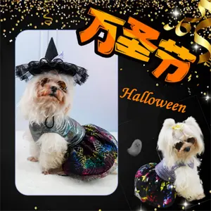 Yeni tasarım parlak koleksiyon lazer zanaat kostüm parti şenlikli evcil köpek kıyafeti giyinmiş cadılar bayramı