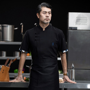 Restaurante Hotel Chef <span class=keywords><strong>Ropa</strong></span> DE TRABAJO Hombres Manga corta Moda nacional Cocina Hotel <span class=keywords><strong>Ropa</strong></span> DE TRABAJO Mujeres Tamaño grande Manga corta - Product Image 3