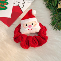 Chouchou en tissu doux motif renne de Noël et Père Noël pour femme, très élastique et durable, accessoire capillaire mignon