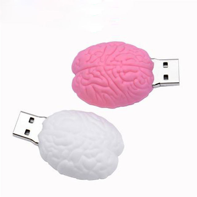 Custom Logo Cartoon Brain USB Flash Drive 2.0 1GB to 64GB PVC Pen with Gift Memory Stick 3.0 New Stock Product