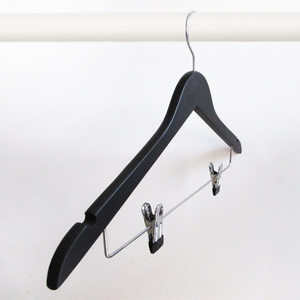 Sleek 12mm Flat Notched Black Finish Chrome Hook For VIP Cloakroom Custom Logo Black Wood Coat <b>Hangers</b> - Product Image 6