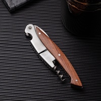 Tire-bouchon de qualité supérieure avec manche en bois de rose et étui en cuir PU, outil de bar portable pour la maison et les cadeaux
