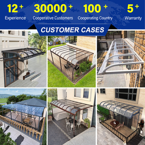 <span class=keywords><strong>Abri</strong></span> <span class=keywords><strong>de</strong></span> terrasse en polycarbonate avec structure en aluminium et protection contre la pluie, auvent extérieur pour jardin et terrasse, protection UV toute saison - Product Image 3