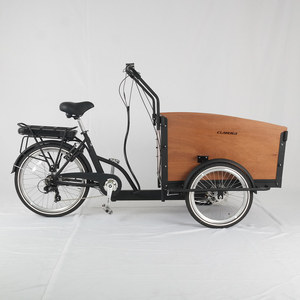 Triciclo trasero eléctrico con batería, con <span class=keywords><strong>caja</strong></span> <span class=keywords><strong>de</strong></span> madera delantera, asiento <span class=keywords><strong>para</strong></span> niños, <span class=keywords><strong>bicicleta</strong></span> <span class=keywords><strong>de</strong></span> <span class=keywords><strong>carga</strong></span> <span class=keywords><strong>para</strong></span> la familia, estilo holandés, stock <span class=keywords><strong>de</strong></span> La UE - Product Image 2