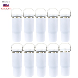 Ready Ship 25Pack 30Oz Matte <b>Macaron</b> Adult Stainless Steel Vacuum Thermal Insulation Coffee Mugs Handle for Sublimation Printing - Product Image 3