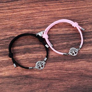ステンレス製ライフツリーハートマグネットカップルブレスレット流行の男性と女性のジュエリーギフト新しいペア - Product Image 2