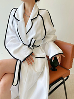 Robe Tendance 2024 Noir Gaufre Spa Peignoirs Femmes Fit Hôtel Peignoirs Robes pour Spa Luxe Tissu Éponge Ladys Maison Robe