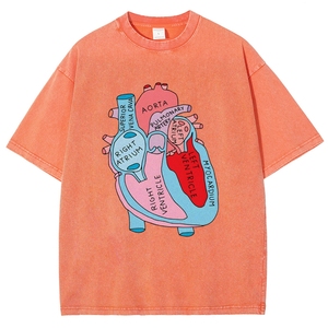 Camiseta Retro de Hombre, 100% Algodón, Tejida, Transpirable, Cuello Redondo, Gruesa, Estilo Vintage, Estampado Animal, Lavado Ácido, Personalizada - Product Image 6