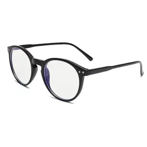 2022 yüksek dereceli moda klasik PC Unisex özel Logo siyah Anti mavi ışık göz gözlük yuvarlak optik gözlük toptan