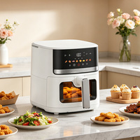 Friteuse à air visuelle 5L 1350W avec fenêtre transparente, four électrique sans huile avec panier antiadhésif et circulation rapide de l'air