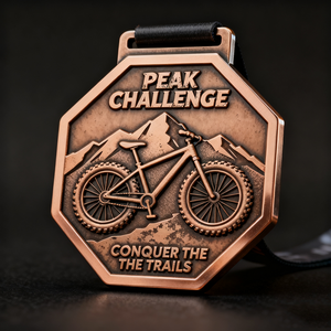 Médailles commémoratives d'aventure personnalisées de vélo de montagne de <span class=keywords><strong>course</strong></span> d'Enduro Design Vintage Finish peak Challenge Cycling Sports Medal - Product Image 4
