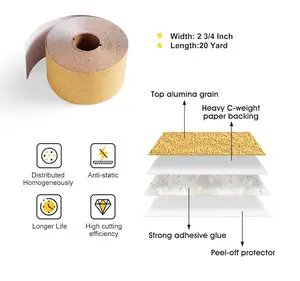 1 pacote 2-3/4-Polegadas x 20yd Rolo de lixa PSA Óxido de Alumínio Rolo de lixa 60 Grão