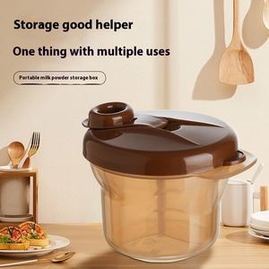 Boîte de rangement en plastique à rotation manuelle à trois compartiments sans BPA pour <span class=keywords><strong>lait</strong></span> en <span class=keywords><strong>poudre</strong></span> multicouche facile à transporter poignée de couvercle étanche à l'humidité - Product Image 3