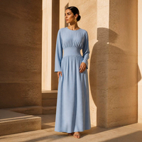 Nouvelle Robe Islamique 2026 pour Femmes Musulmanes – Élégante Robe Longue Unie à Manches Longues et Taille Cintrée – Robes Musulmanes Modestes de Dubaï