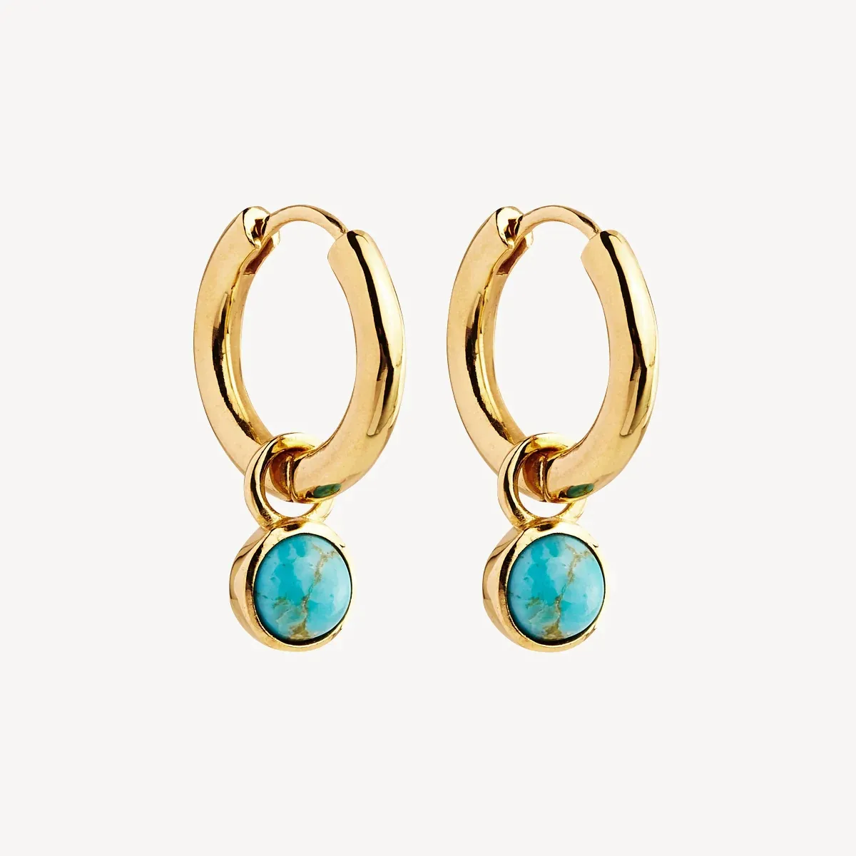 Perhiasan Drop Turquoise 925 perak murni grosir batu permata biru Turquoise Hoop anting wanita