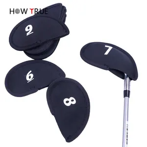 HOW TRUE Custom Logo Protect Golf Iron Covers Set Golf Club Neoprene Leather Protective Headcovers