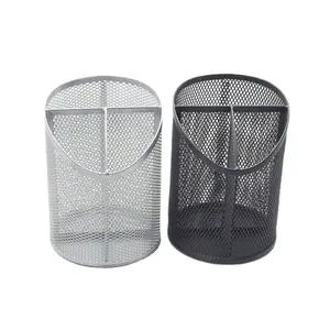 Wholesale Stationery Large Capacity Metal Mesh Pen Holder with 3 compartments For School and Office Organize