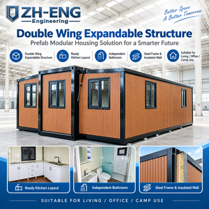 40ft Erweiterbares Containerhaus mit Doppelflügel, Vorgefertigtes Modulares Heim mit 2-3 Schlafzimmern, Faltbares Haus für Villen - Product Image 1