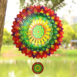 Stainless Steel Wind Spinners Garden Ornament Mandala Wind Spinner For Yard And Garden Decoration Metal Wind Spinner