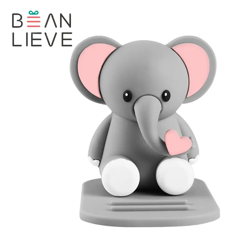 Beanlieve New Design Pvc Animal Cartoon Cute Elephant Shape Cell Stand Mobile Phone Holder