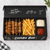 Logo personnalisé pour l'emballage alimentaire, piques à fast-food recyclables, boîte à emporter pour frites et hamburgers