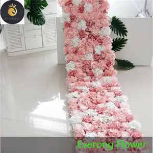 Wholesale 240cmx50cm Artificial Rose Hydrangea Gradual Color Flower Wall Panel For Wedding Party Birthday Decoration Backdrop