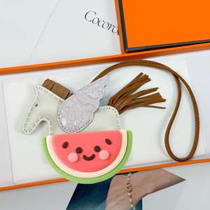 Lovely Pegasus Watermelon Leather Keychain Cute Cartoon Bag Pendant Portable Key Ring Sweet Gift <b>for</b> Girls Children - Product Image 4