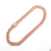 Chaîne Hip Hop de 13 mm de largeur en alliage de zinc et collier cubain entièrement serti de diamants en stock