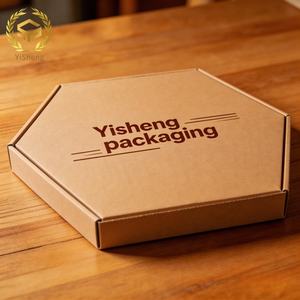 Caja de <span class=keywords><strong>Pizza</strong></span> Hexagonal Corrugada de Impresión Simple, Plegable, Resistente al Aceite, Diseño Duradero para Entrega de <span class=keywords><strong>Pizza</strong></span> <span class=keywords><strong>Gourmet</strong></span> para Llevar - Product Image 1