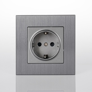 Grigiastro in alluminio spazzolato presa di corrente a parete serie <span class=keywords><strong>S</strong></span> presa elettrica incassata presa tedesco presa 16A 220-250V - Product Image 1