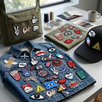 Badge rectangulaire personnalisé en feutre non tissé brodé en 3D, thermocollant ou à coudre, avec motif rose, pour vêtements, sacs et chapeaux