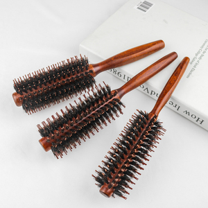 <span class=keywords><strong>Brosse</strong></span> à cheveux en poils de sanglier avec picots en nylon, manche en bois, pour démêler, lisser, boucler, volumiser et sécher les cheveux à la maison - Product Image 6