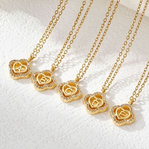 Collar con Colgante de Corazón de Trébol Personalizado con 26 Letras, Chapado en Oro de 18K, Circonita Cúbica, Joyería con Iniciales, Collares de Moda - Product Image 2
