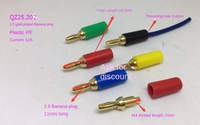 Fiche banane plaquée or 2.5mm Connecteur de capteur de type soudé Câblage répété Fiche de phase nucléaire Produit Connecteurs à pointe banane