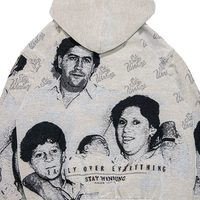 Sweat-shirt à capuche zippé personnalisé avec motif familial, tissu jacquard tissé, automne, ODM, polyester/coton pour