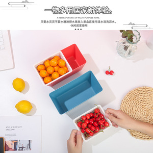 Double Layer Snack Box <b>Plastic</b> Fruit <b>Basket</b> With Drainage For Home Use Candy Nut Storage Container - Product Image 3