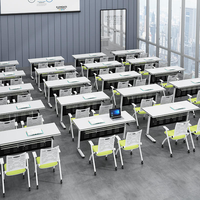 Table de bureau à domicile, table d'étude, bureau de conférence écologique, table de formation scolaire double pour étudiants avec plaque frontale