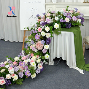 Lumière artificielle couleur blanc violet Rose fleur de soie plante verte gypsophile blanc pour la décoration de mariage centre commercial orientation - Product Image 1