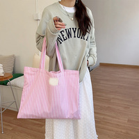 Sac fourre-tout de shopping grande capacité, disponible en plusieurs couleurs, motif rayé uni bio, vente en gros