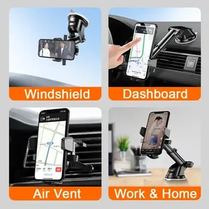 Support de téléphone portable pour voiture à ventouse, décor en fibre de carbone, support de téléphone à verrouillage automatique 360° °   Support rotatif pour pare-brise et tableau de bord - Product Image 5