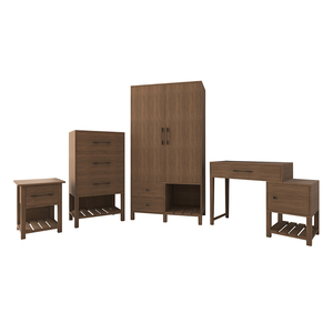 Elencomer ชุดเฟอร์นิเจอร์ห้องนอน4ชิ้นพร้อมพื้นที่เก็บของขนาดใหญ่สไตล์อเมริกันวินเทจ - Product Image 1