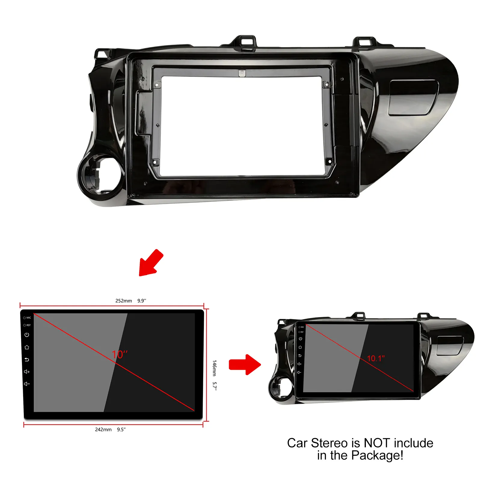 Double Din Radio Player Auto DVD Rahmen 10,1 Zoll Player DVD Stereo Für Toyota Hilux 2021 Radio Frame