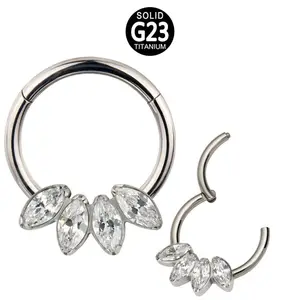 G23 ASTM F136 Anting-Anting Cincin Septum Hidung Segmen Berengsel Perhiasan Tindik Titanium