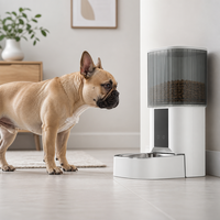 Distributeur automatique d'aliments pour animaux de compagnie en acier inoxydable moderne, étanche, avec écran LCD et minuterie pour chats, chiens et petits animaux - Alimenté par piles, design en boîte