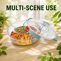 Boîte de rangement alimentaire rotative pour cuisine avec couvercle hermétique à clipser, plateau intérieur amovible et compartimenté, en PET, PP et silicone, multi-usage, portable, OEM