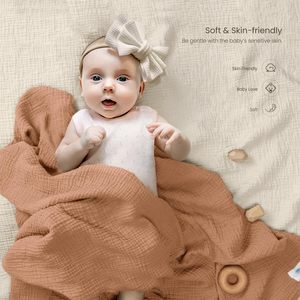 Serviette en crêpe tissée double couche Tissu froissé uni à séchage rapide pour l'emmaillotage du nouveau-né et le <span class=keywords><strong>coussin</strong></span> <span class=keywords><strong>de</strong></span> <span class=keywords><strong>bain</strong></span> enveloppant le bébé - Product Image 4