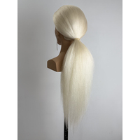 Manekin rambut wanita Eropa 70 cm 200g, rambut Yak, MOQ 1, untuk latihan blow dry, pewarnaan, dan pengeritingan rambut.