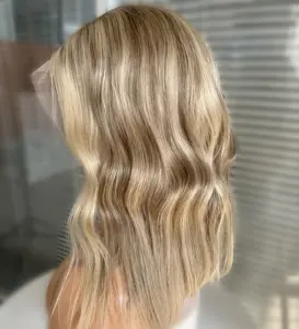 Peluca frontal de encaje completo alineada con cutícula de Color Rubio, cabello humano europeo, pelucas frontales de encaje largo para mujeres blancas