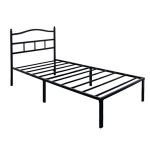 Moderne <span class=keywords><strong>Black</strong></span> <span class=keywords><strong>Metal</strong></span> Platform Bed Frame Met Vintage Stijl Hoofdeinde En Treeplank Voor Slaapkamer - Product Image 1